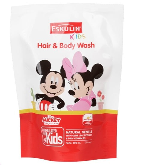Eskulin Kids Hair & Body Wash Mickey & Friends 200ml x 12 pouch
