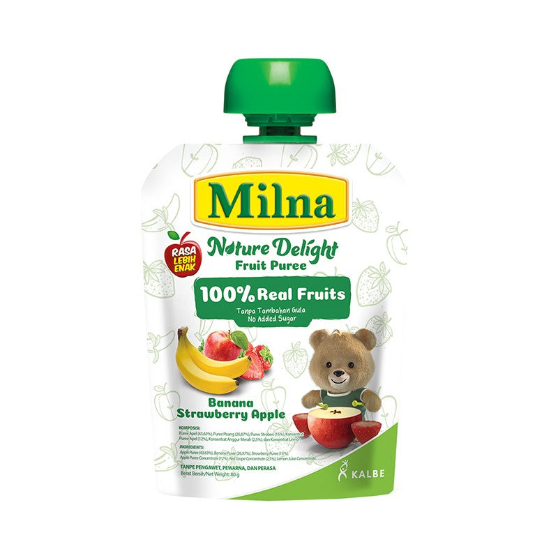Milna Nature Delight Fruit Banana Strawberry Apple 24x80gr
