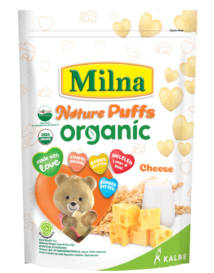 Milna Nature Puff Organic Cheese 24x15gr