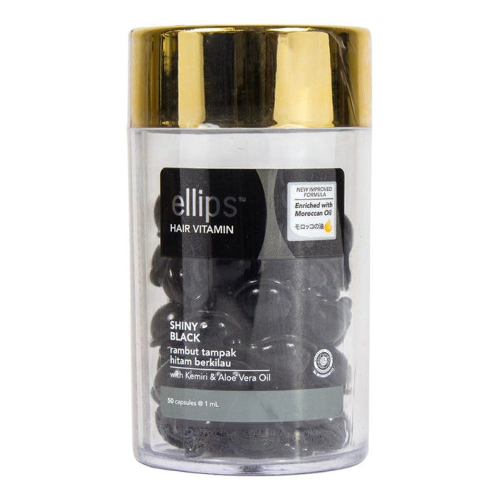 Ellips Hair Vitamin Moroccan Oil Shiny Black Jar 3x50 Butir